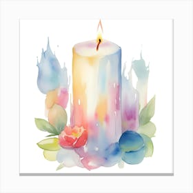 Watercolor Candle Canvas Print