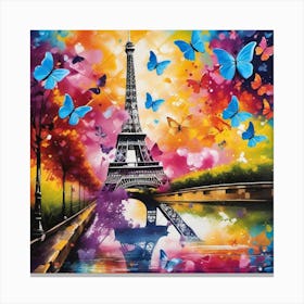 Paris With Butterflies 120 Canvas Print