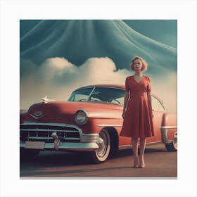Girl And A Car 2 Canvas Print