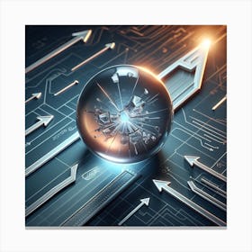 3d Rendering Of A Glass Ball With Arrows Canvas Print