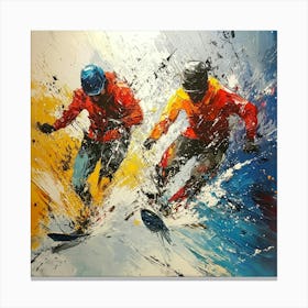 Two Skiers Art Canvas Print