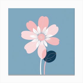 A White And Pink Flower In Minimalist Style Square Composition 606 Canvas Print