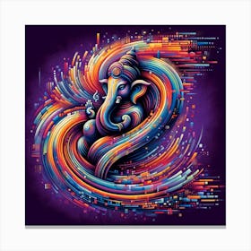 "Digital Divinity: Ganesha in the Circuit of Cosmos" - This artwork is a futuristic portrayal of Lord Ganesha, blending traditional spiritual iconography with a digital aesthetic. The deity is enveloped in a swirl of circuit-like lines and vibrant neon colors, suggesting a universe where technology and spirituality converge. It's a visual ode to the modern world's complexity, reflecting the interconnectedness of all things, from the ancient to the digital age. This piece is perfect for those who appreciate a fusion of cultural depth and contemporary design, making it a standout addition to any collection. Canvas Print
