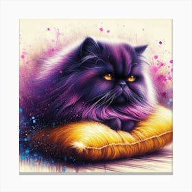 Purple Cat Painting Canvas Print