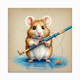 Hamster Fishing 15 Canvas Print