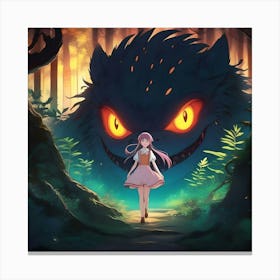 Girl Walking Through A Forest Canvas Print