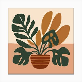 Potted Plants Background Boho Bohemian Style Retro Vintage Canvas Print