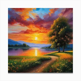 Sunset By The Lake 54 Canvas Print