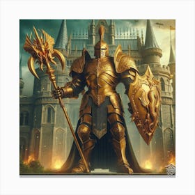 Knight In Golden Armor Canvas Print