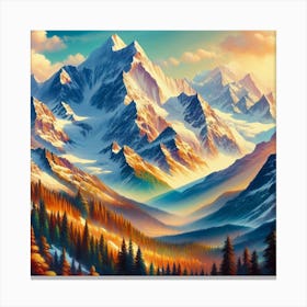 Mountain Landscape Painting Canvas Print