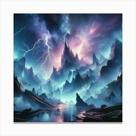 Lightning Storm In The Mountains Canvas Print