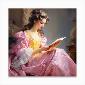 Lady Reading A Book Canvas Print