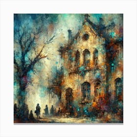 Enigmatic Night: A Mold-Stained Wall in the Style of Schaller and Merriam - A Digital Art Trendsetter's Tribute to Artgerm, Giger, and Beksiński. Canvas Print