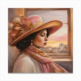 Woman In A Pink Hat Canvas Print