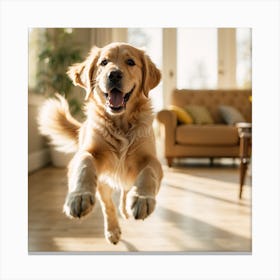 Golden Retriever Jumping,wall art Canvas Print