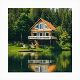 Cabin On The Lake Canvas Print