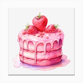 Pink Cake With Strawberries 11 Canvas Print