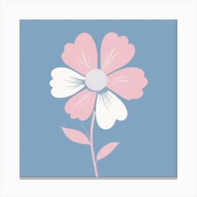 A White And Pink Flower In Minimalist Style Square Composition 50 Canvas Print