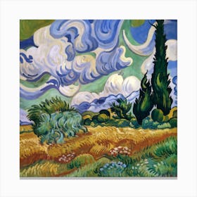 A Wheatfield With Cypresses, Vincent van Gogh 10 Canvas Print