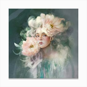 Girl With Flowers Canvas Print