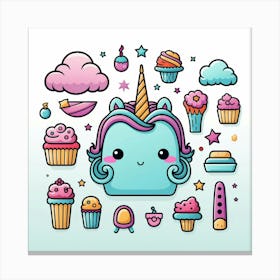 Cute Unicorn 832 Canvas Print