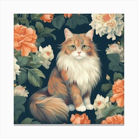 Cat With Roses Canvas Print