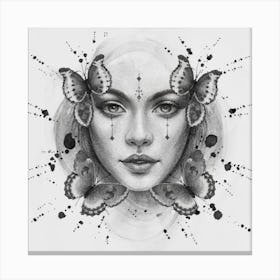 Black And White Butterfly Painting Canvas Print