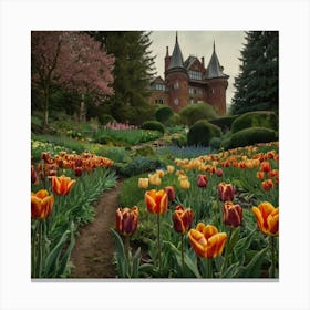 Tulips In The Garden 43 Canvas Print