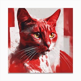 Abstract Cat Red Art Print 1 Canvas Print