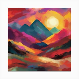 An Abstract Mountain Sun Art Canvas Print