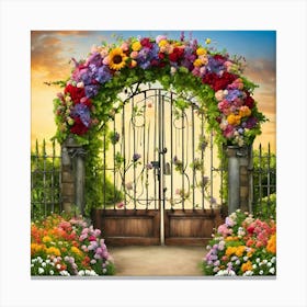 Gate Flowers Canvas Print