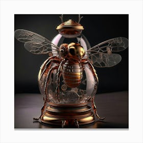 Bee In Glass Jar Canvas Print