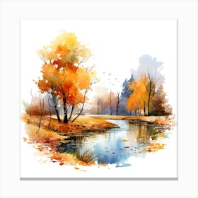 Watercolor Autumn Landscape 36 Canvas Print