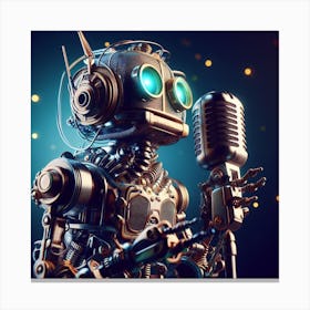 Robot With A Microphone Canvas Print