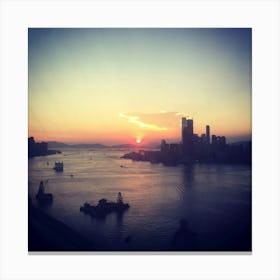 Summer Evening, Victoria Harbour, Hong Kong Canvas Print