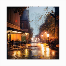 Wet Street At Night Canvas Print