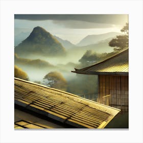 Firefly Rustic Rooftop Japanese Vintage Village Landscape 81329 Canvas Print