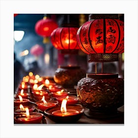 Lanterns Red Fireworks Dragon Festival Reunion Prosperity Joy Luck Fortune Blessings Fami (6) Canvas Print