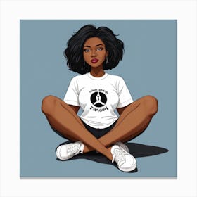 Black Woman Sitting On The Ground Canvas Print