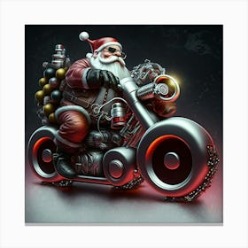 Santa Claus On A Motorcycle Canvas Print