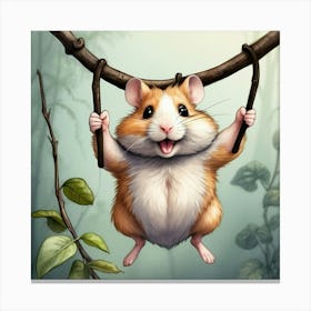 Hamster On A Swing Canvas Print