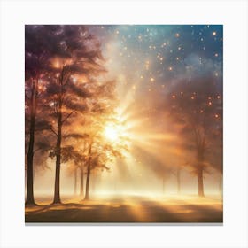 Foggy Morning In The Forest Canvas Print