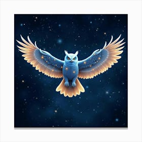 A Celestial Owl With Feathers Made Of Shimmering Constellations Soaring Through A Starry Night Sky 1 Canvas Print