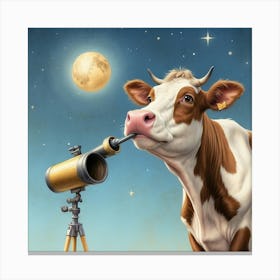 Cow With Telescope 5 Canvas Print