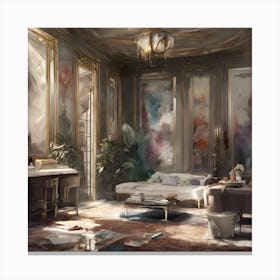 Messy Living Room Canvas Print