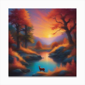 Deer In The Forest 5 Canvas Print