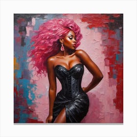 Black Girl With Pink Hair Canvas Print