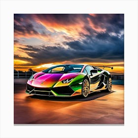 Rainbow Lamborghini 4 Canvas Print