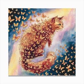 Cat With Butterflies Canvas Print