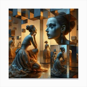 Woman In A Mirror 1 Canvas Print